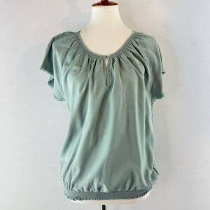Carve Designs Sage Green Short Sleeve Peasant Blouse